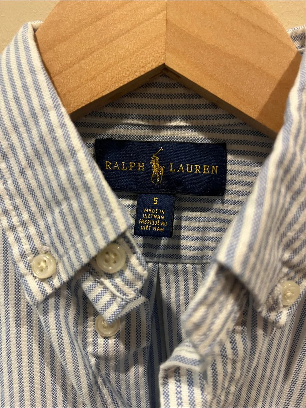 Ralph Lauren Light Blue and White Striped Button-Down Shirt